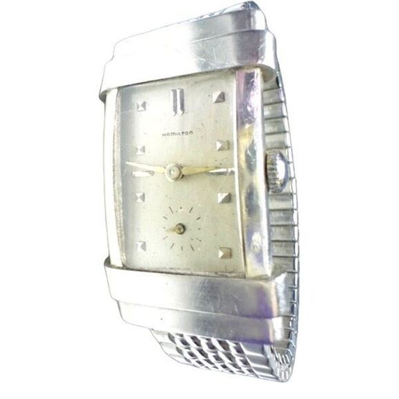 HAMILTON 1930s-1940s 19 Jewels 982 Movement Vintage Solid Platinum Mens Tank Wat - Picture 8 of 9